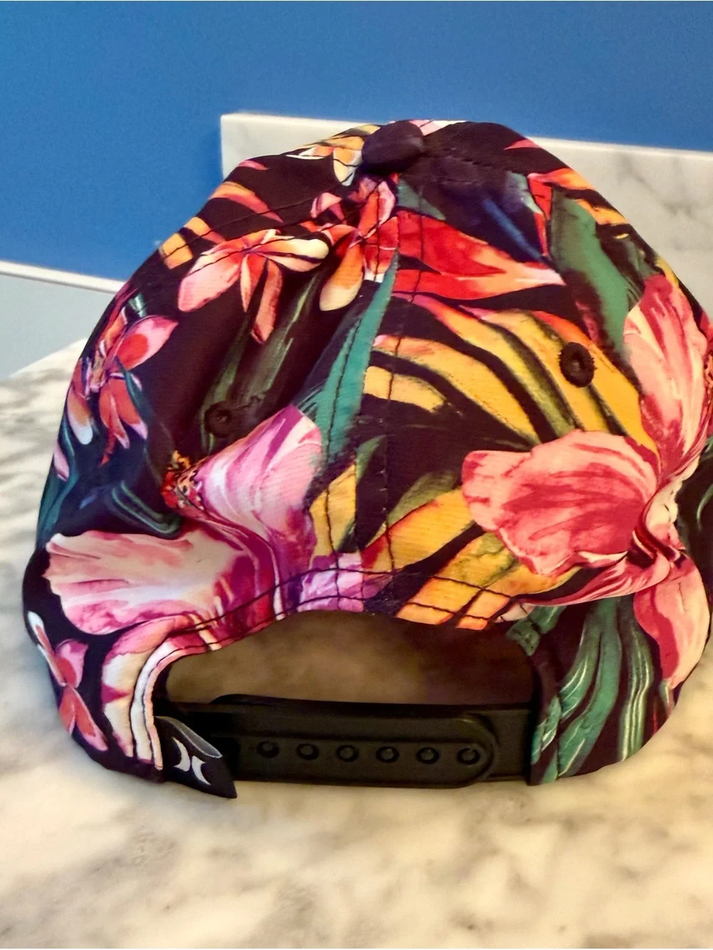 Vtg Y2K Hurley Hawaiian Floral Mesh Snapback Hat Cap Adjustable Tropical Skater